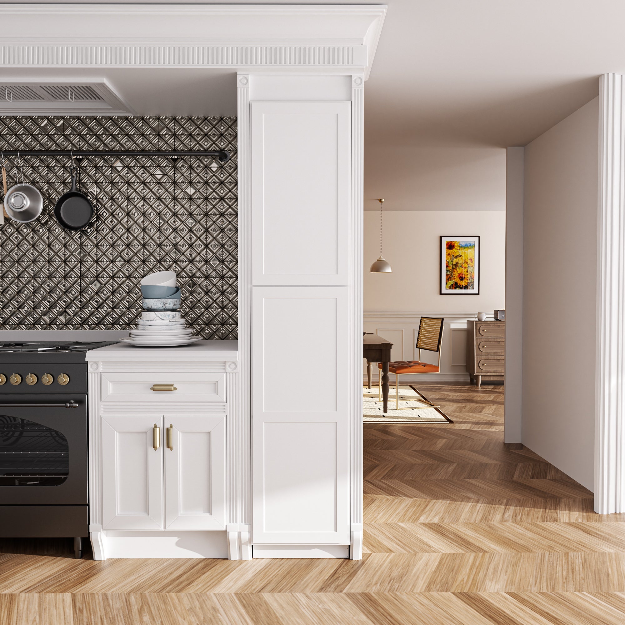 Pantry Kitchen Cabinet Tall Storage Cabinet in Shaker White