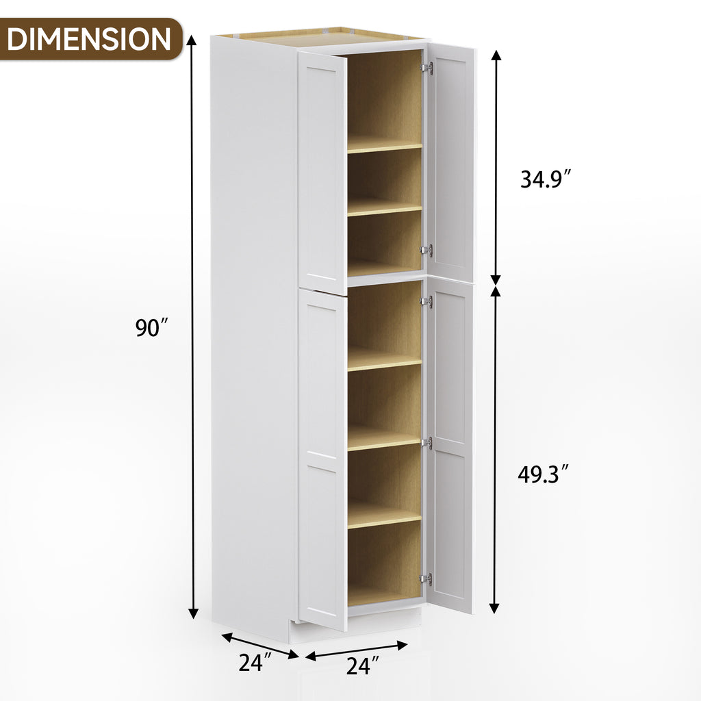 Pantry Kitchen Cabinet Tall Storage Cabinet in Shaker White