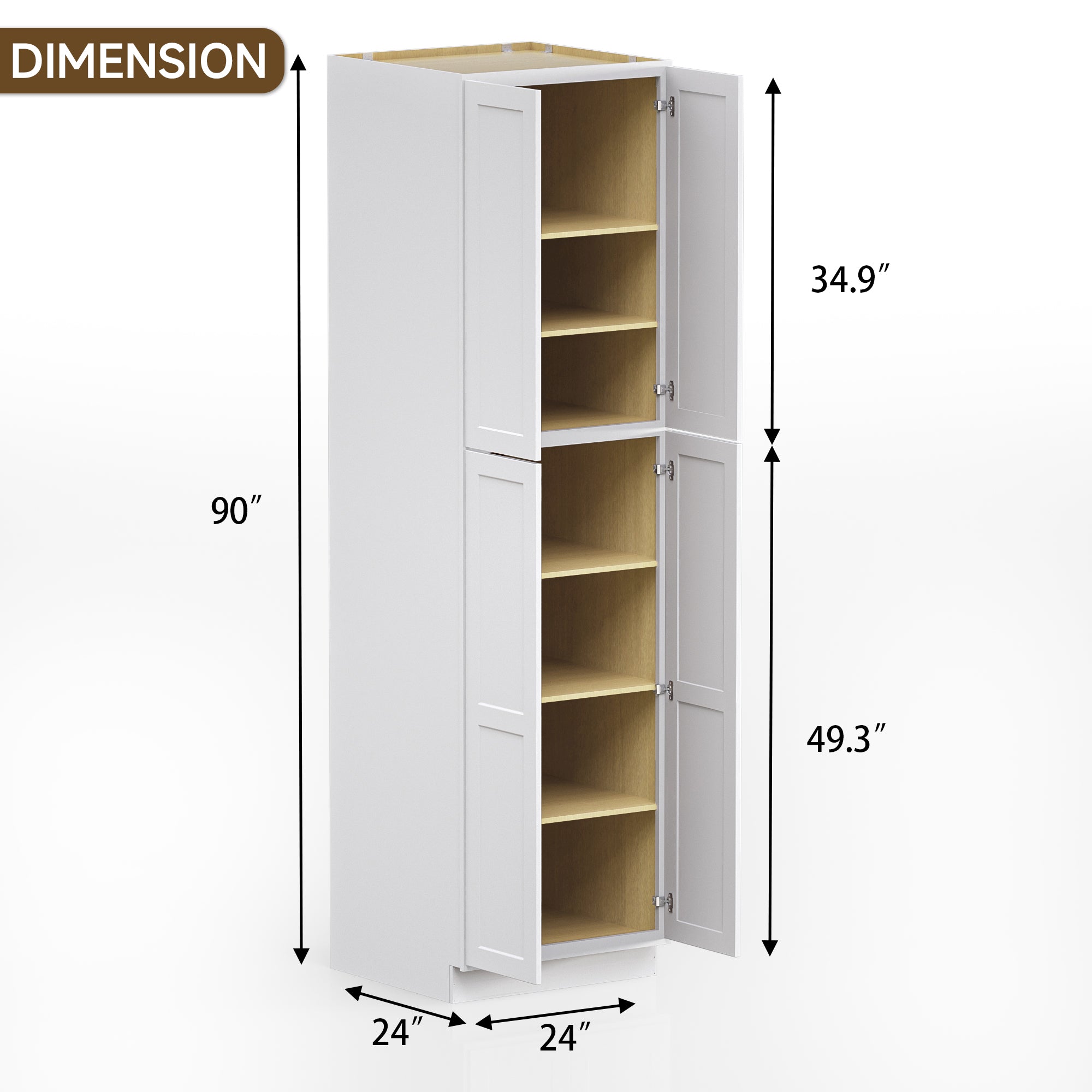 Pantry Kitchen Cabinet Tall Storage Cabinet in Shaker White