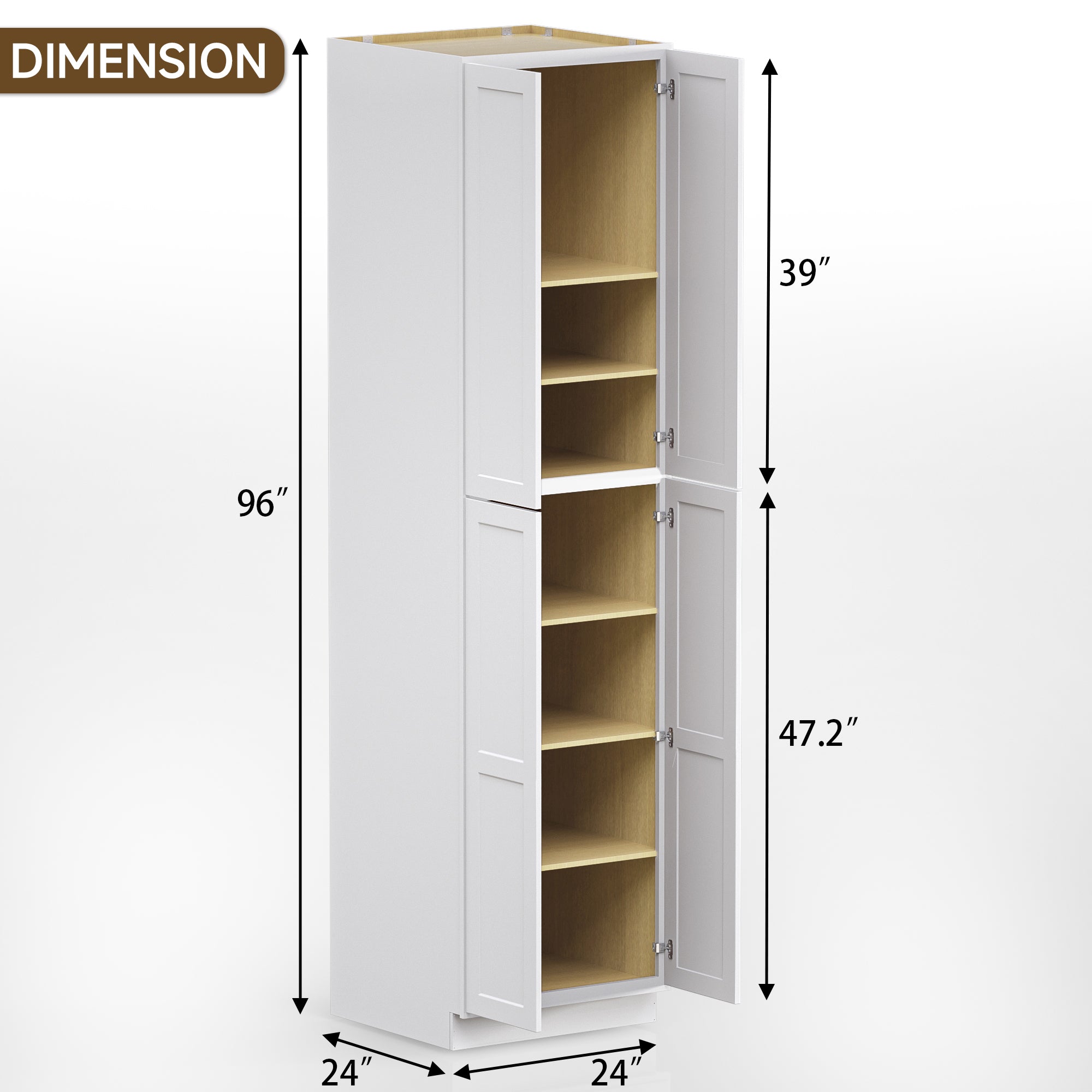 Pantry Kitchen Cabinet Tall Storage Cabinet in Shaker White