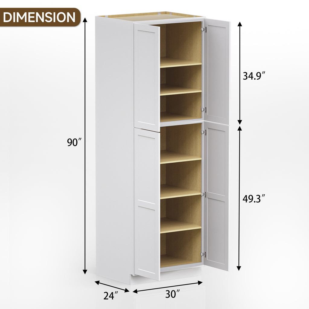 Pantry Kitchen Cabinet Tall Storage Cabinet in Shaker White