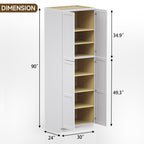 Pantry Kitchen Cabinet Tall Storage Cabinet in Shaker White