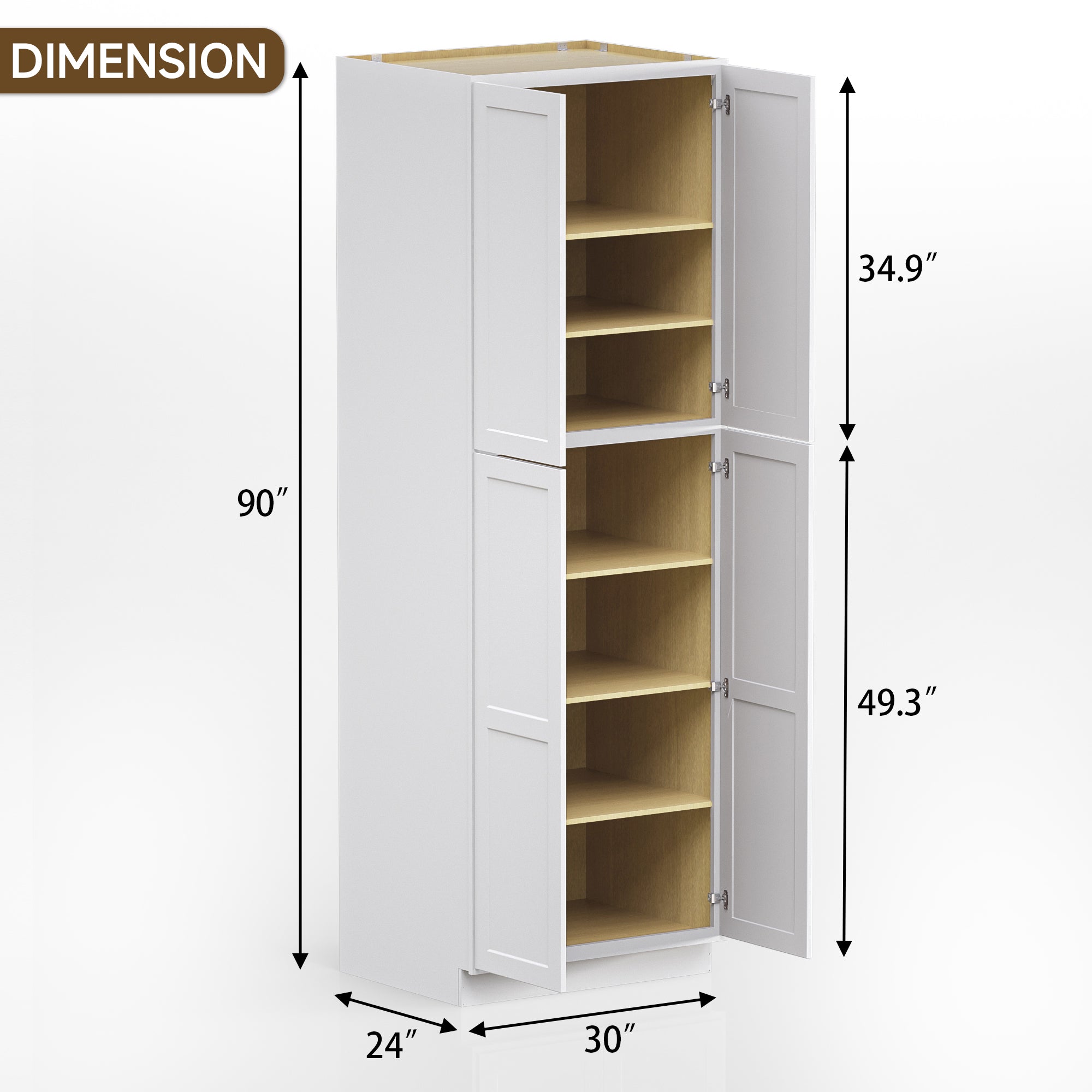 Pantry Kitchen Cabinet Tall Storage Cabinet in Shaker White