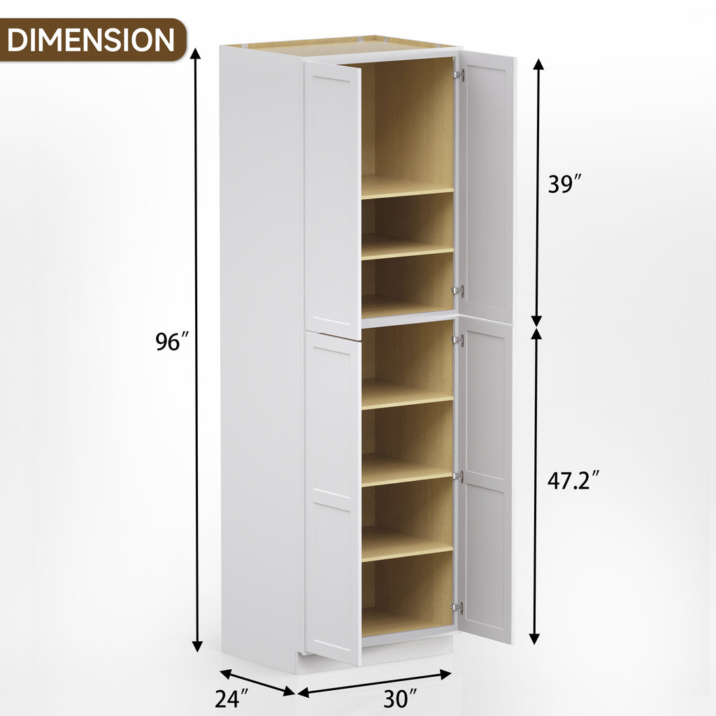 Pantry Kitchen Cabinet Tall Storage Cabinet in Shaker White