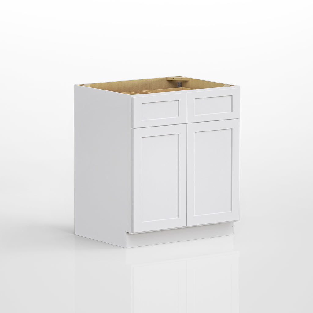 Kitchen Sink Base Cabinet with 2-Drawer in Shaker White