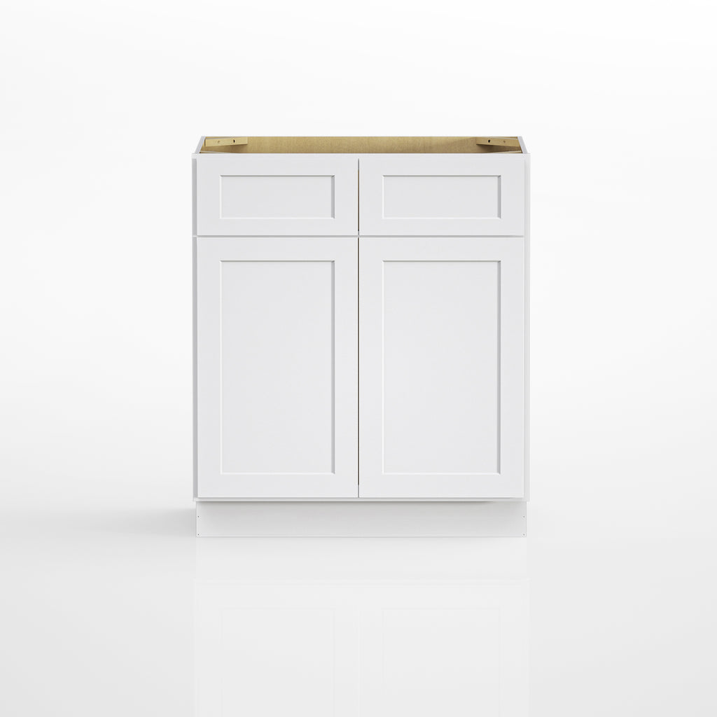 Kitchen Sink Base Cabinet with 2-Drawer in Shaker White
