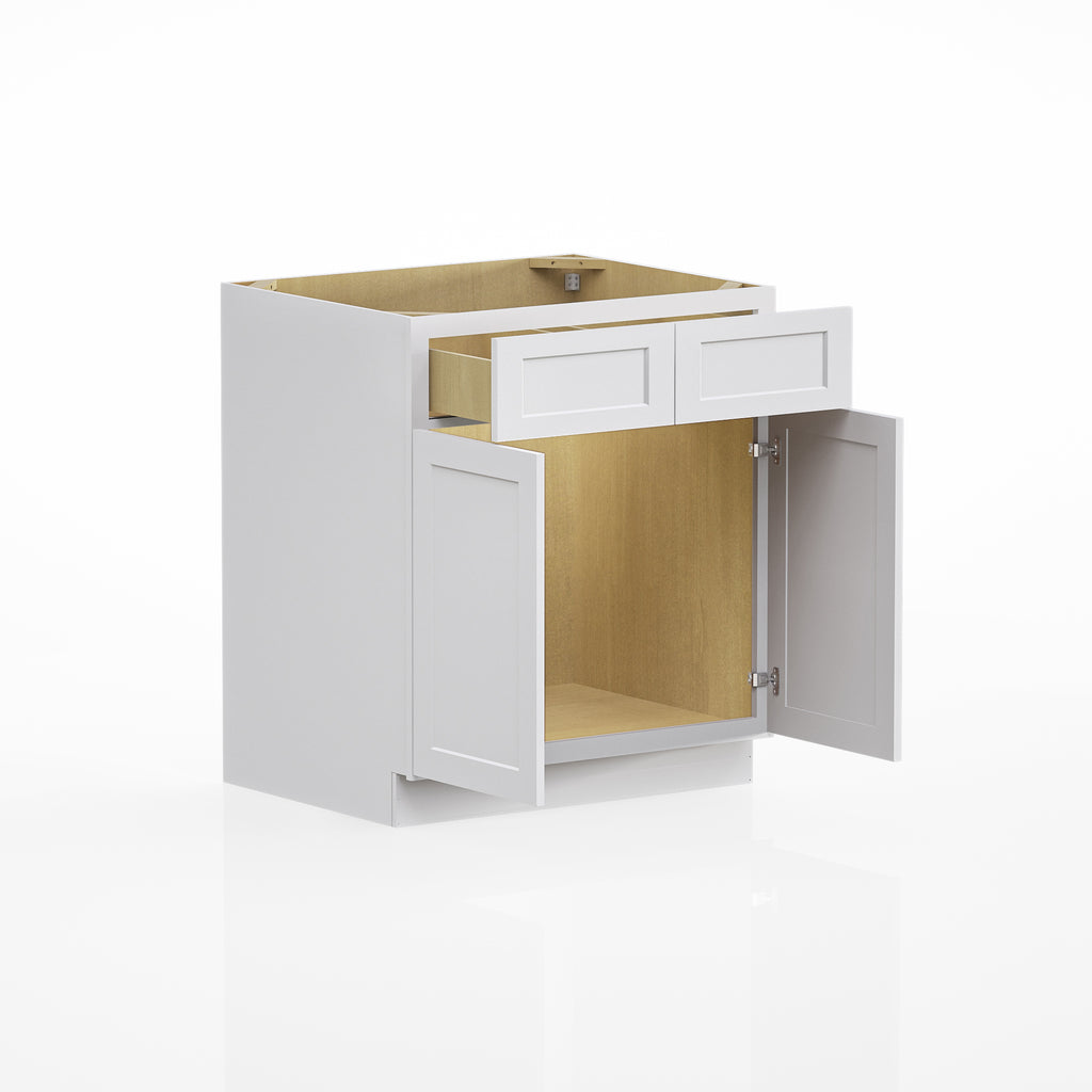 Kitchen Sink Base Cabinet with 2-Drawer in Shaker White