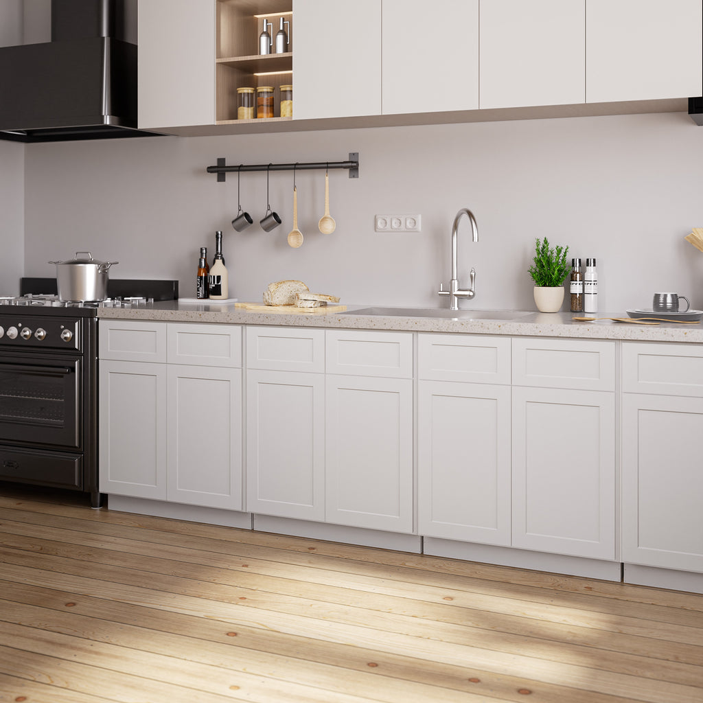 Kitchen Sink Base Cabinet with 2-Drawer in Shaker White