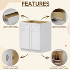 Kitchen Sink Base Cabinet with 2-Drawer in Shaker White