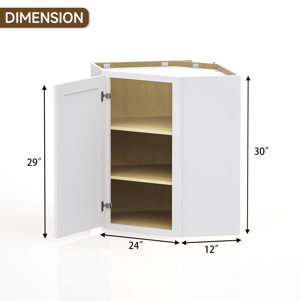 24 in. W x 24 in. D x 30 in. H Plywood Wall Corner Kitchen Cabinet in Shaker White