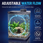 Fish Tank 4-Gallon Aquarium Set, Equipped with an Automatic Feeder, 8 Color Lighting Modes, an Automatic Three-in-one Silent Oxygen Pump, and a Temperature Display