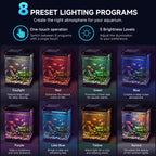 Fish Tank 4-Gallon Aquarium Set, Equipped with an Automatic Feeder, 8 Color Lighting Modes, an Automatic Three-in-one Silent Oxygen Pump, and a Temperature Display