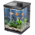 Fish Tank 4-Gallon Aquarium Set, Equipped with an Automatic Feeder, 8 Color Lighting Modes, an Automatic Three-in-one Silent Oxygen Pump, and a Temperature Display