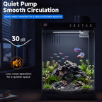 Fish Tank 4-Gallon Aquarium Set, Equipped with an Automatic Feeder, 8 Color Lighting Modes, an Automatic Three-in-one Silent Oxygen Pump, and a Temperature Display