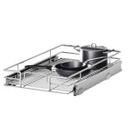 Pull Out Cabinet Organizer, Heavy Duty Slide Out Pantry Shelves for Bathroom Vanity & Shallow Kitchen Cabinets, Chrome Metal Sliding Drawer with Mounting Template