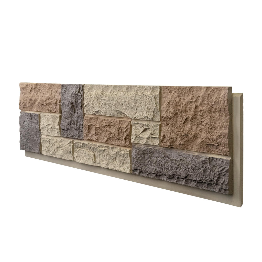 Faux Stone Wall Panels, 1-Pack Premium PU Stone Veneer for Indoor/Outdoor, 3D Artificial Rock Siding for Fireplace Surround & TV Accent Wall, English Brown Castle Stone, 45.67"x11.8"