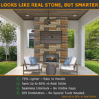 Faux Stone Wall Panels, 1-Pack Premium PU Stone Veneer for Indoor/Outdoor, 3D Artificial Rock Siding for Fireplace Surround & TV Accent Wall, English Brown Castle Stone, 45.67"x11.8"