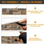 Faux Stone Wall Panels, 1-Pack Premium PU Stone Veneer for Indoor/Outdoor, 3D Artificial Rock Siding for Fireplace Surround & TV Accent Wall, English Brown Castle Stone, 45.67"x11.8"