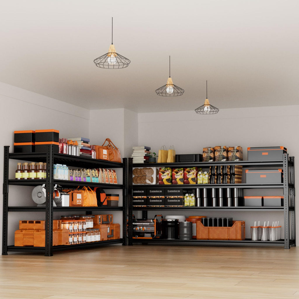 UAU 60"W Heavy Duty Garage Shelving, 2640Lbs Capacity 4-Tier Metal Rack with Wire Decks, Adjustable Boltless Shelves for Warehouse, Basement & Workshop - Black