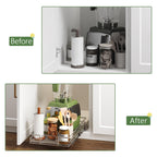 Pull Out Cabinet Organizer, Heavy Duty Slide Out Pantry Shelves for Bathroom Vanity & Shallow Kitchen Cabinets, Chrome Metal Sliding Drawer with Mounting Template