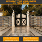 Faux Stone Wall Panels, 1-Pack Premium PU Stone Veneer for Indoor/Outdoor, 3D Artificial Rock Siding for Fireplace Surround & TV Accent Wall, English Brown Castle Stone, 45.67"x11.8"
